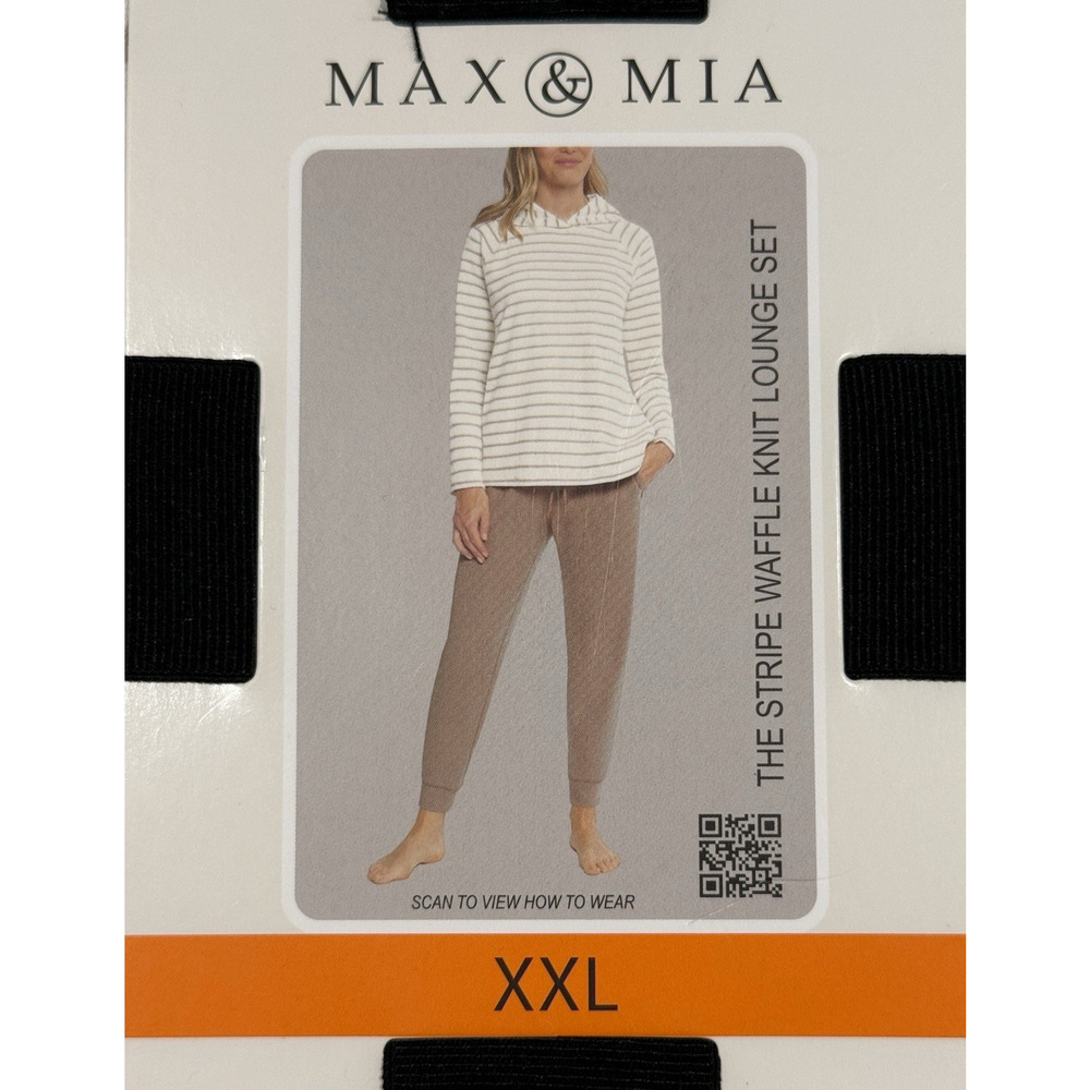 Max & Mia Women's Sz: XXL Brown Stripe Waffle Knit Lounge Set Hoodie Jogger